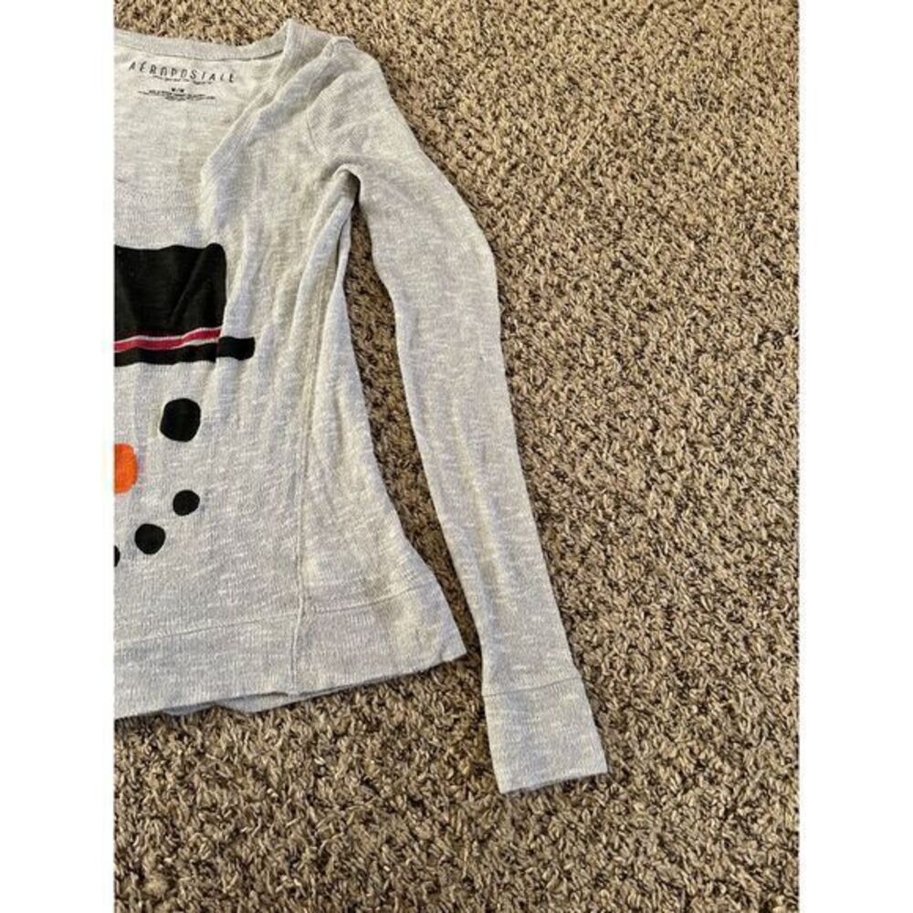 Aeropostale Vintage gray thin women's snowman top size medium - Picture 4 of 6